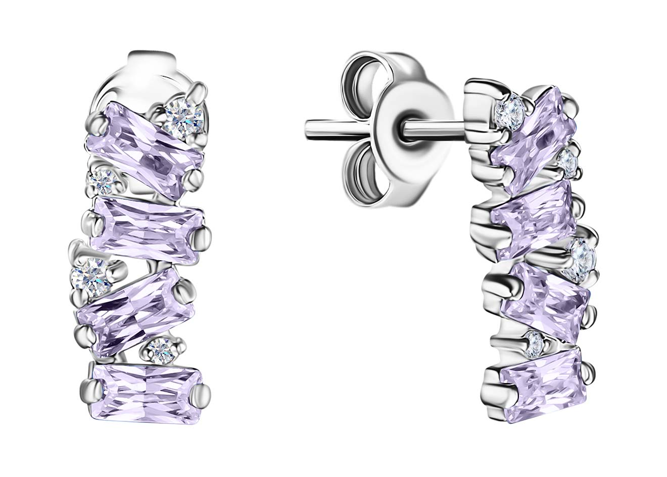 Серебряные серьги пусеты-гвоздики Terekhova jeweler TJUSES0FL000004 с фианитами