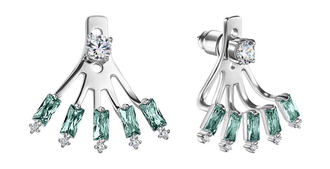 Серебряные серьги джекеты Terekhova jeweler TJUSES0FZ000002 с фианитами