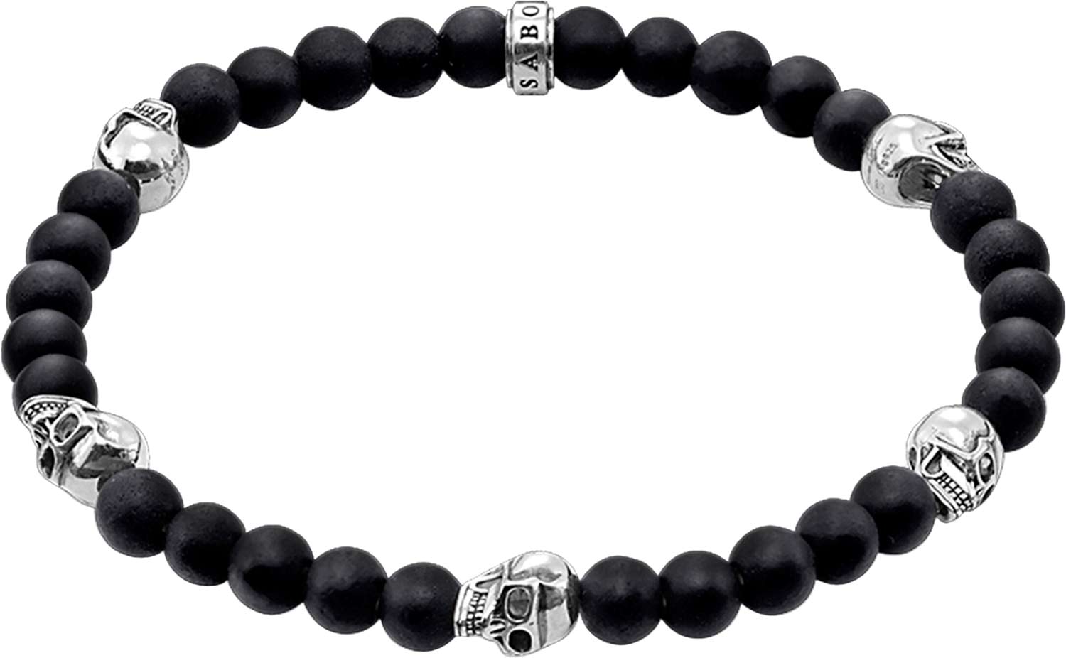 Мужской браслет из бусин ''Череп'' Thomas Sabo A1097-023-11 с обсидианом
