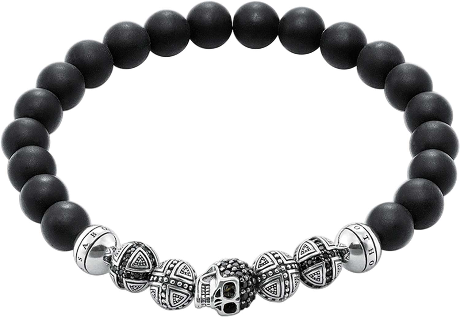 Мужской браслет из бусин ''Череп'' Thomas Sabo A1099-159-11 с обсидианом, фианитами