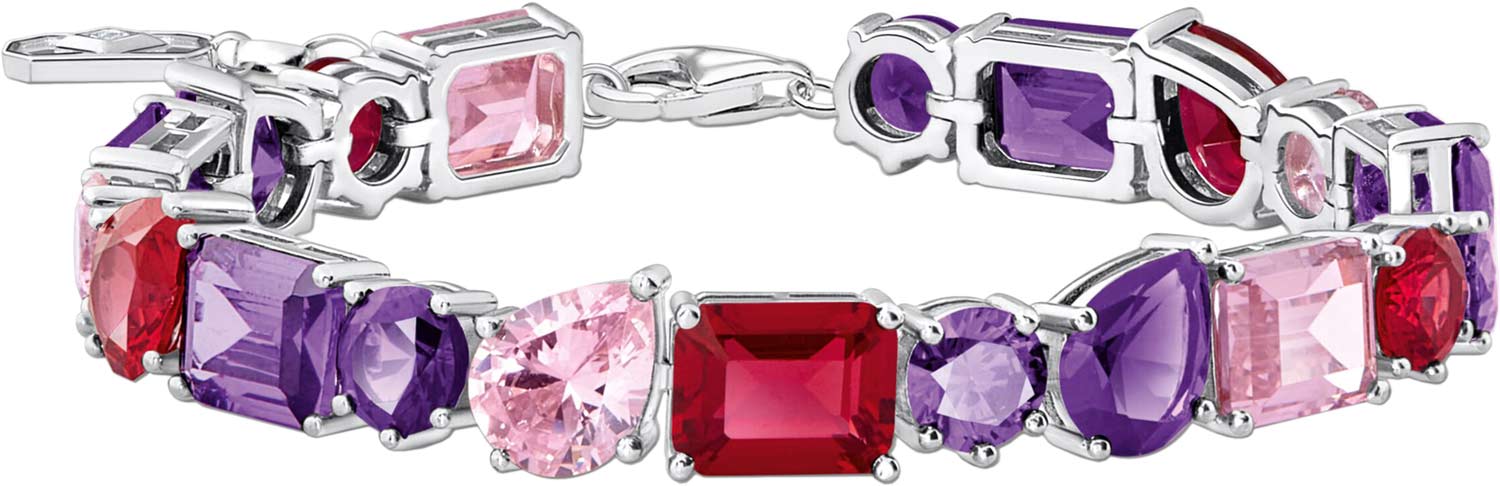 Серебряный браслет Thomas Sabo A2140-477-7 с искусственным рубином, фианитами