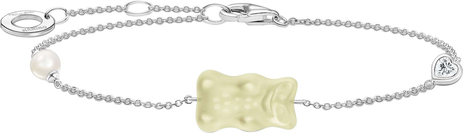 Серебряный браслет цепь ''Haribo'' Thomas Sabo A2151-052-14 с хрустальным стеклом, жемчугом, фианитом