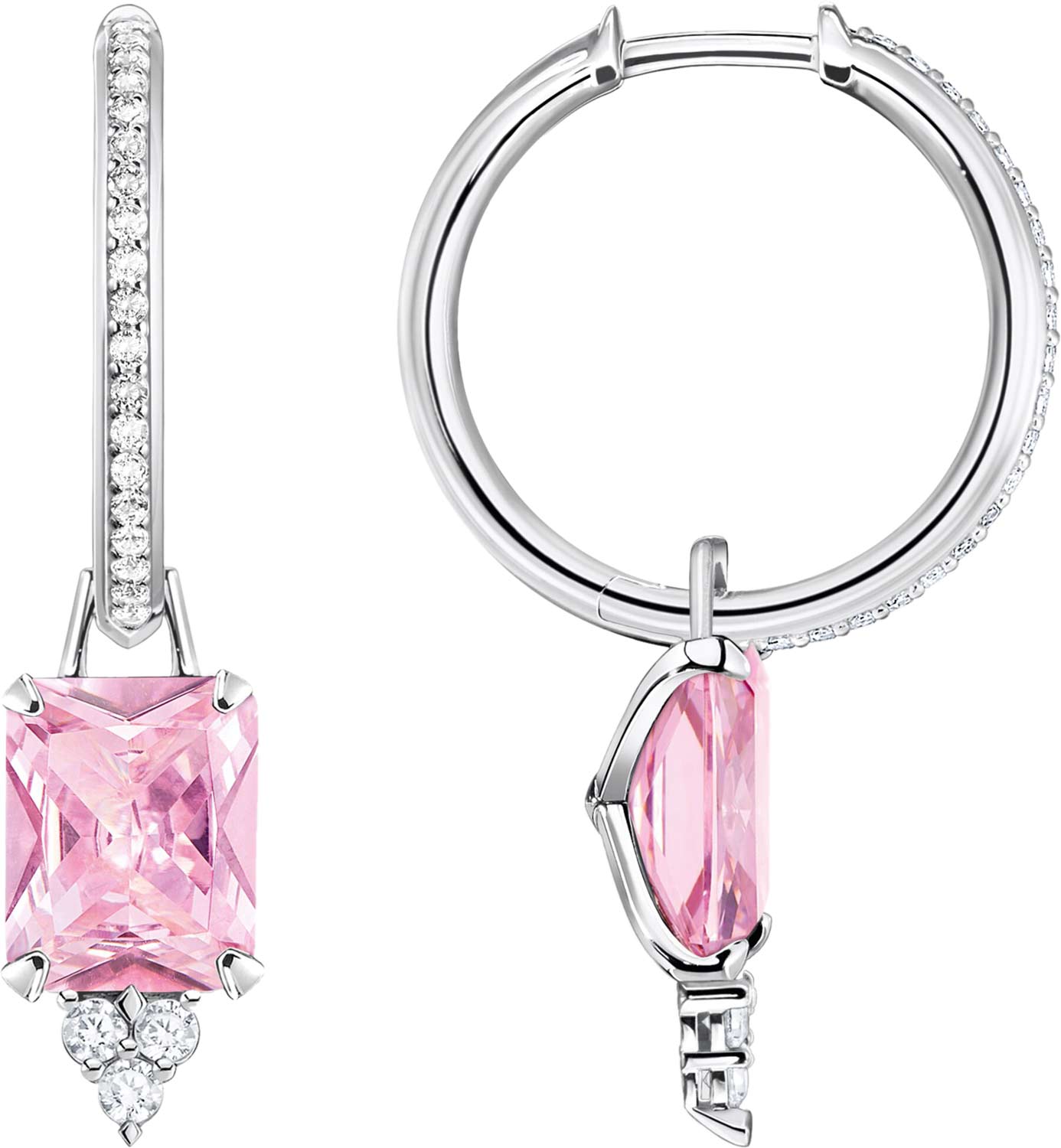 Серебряные серьги кольца конго с подвесками Thomas Sabo CR672-051-9 с фианитами