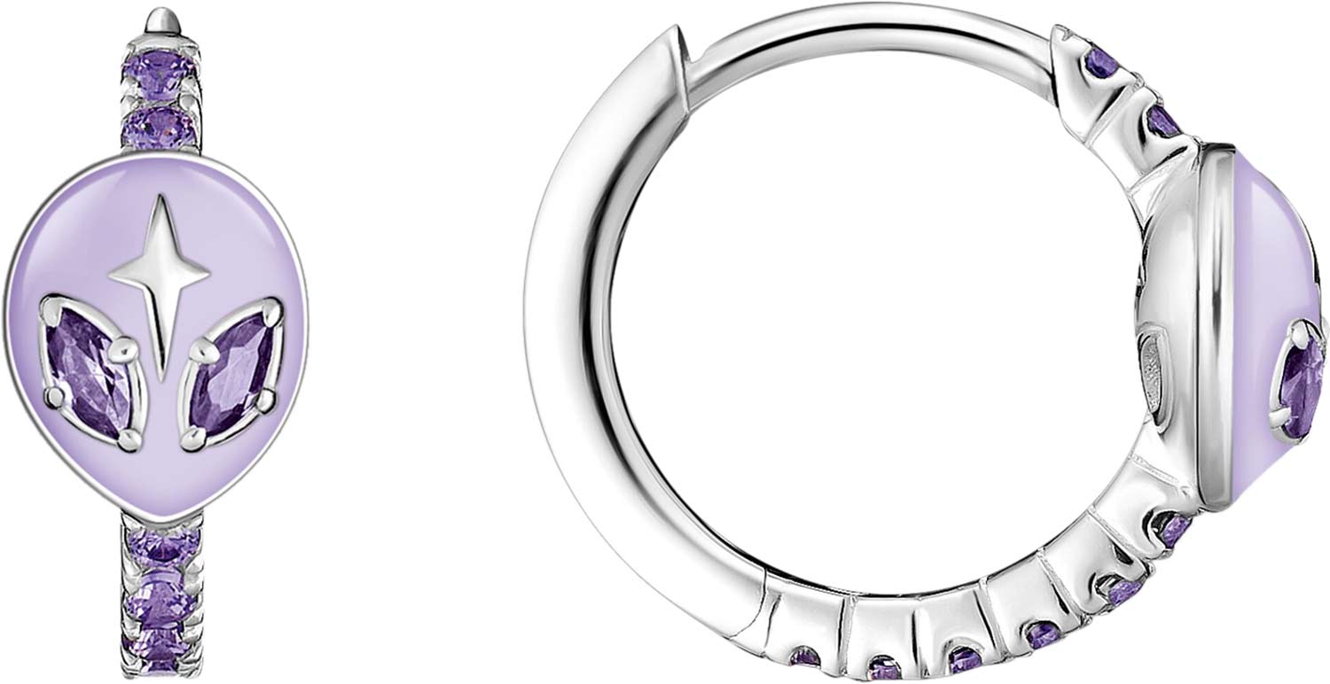 Серебряные серьги хаггисы ''Инопланетянин'' Thomas Sabo CR721-041-13 с эмалью, фианитами