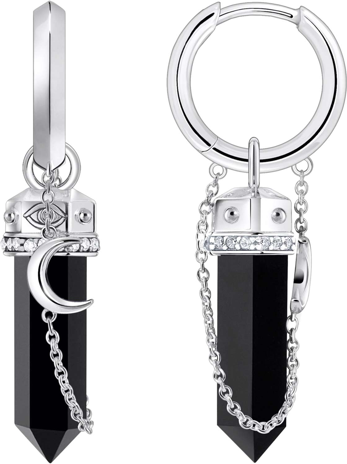 Серебряные серьги с подвесками Thomas Sabo CR722-641-11 с ониксом, фианитами