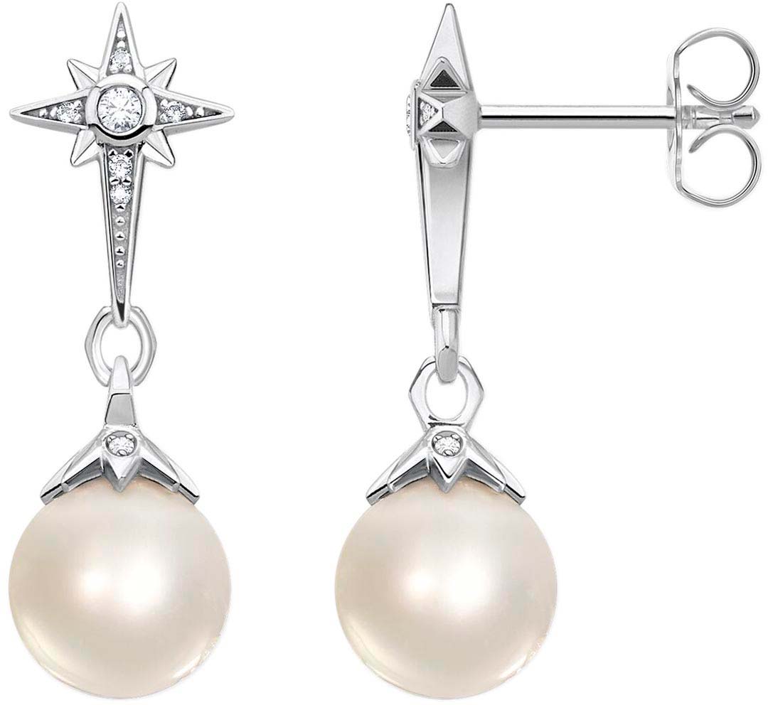 Серебряные серьги с подвесками Thomas Sabo H2118-167-14 с жемчугом, фианитом