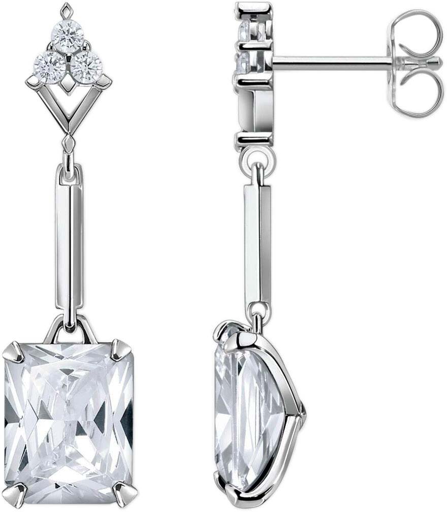 Thomas Sabo Orecchini Singoli Charm Club - Argento Sterling 925 Placcato Oro Con Zirconi Verdi - 5,7mm - Regalo In Confezione Originale