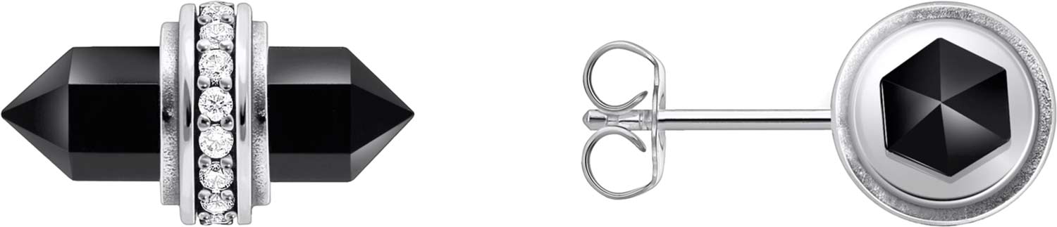 Серебряные серьги пусеты-гвоздики Thomas Sabo H2281-641-11 с ониксами, фианитами