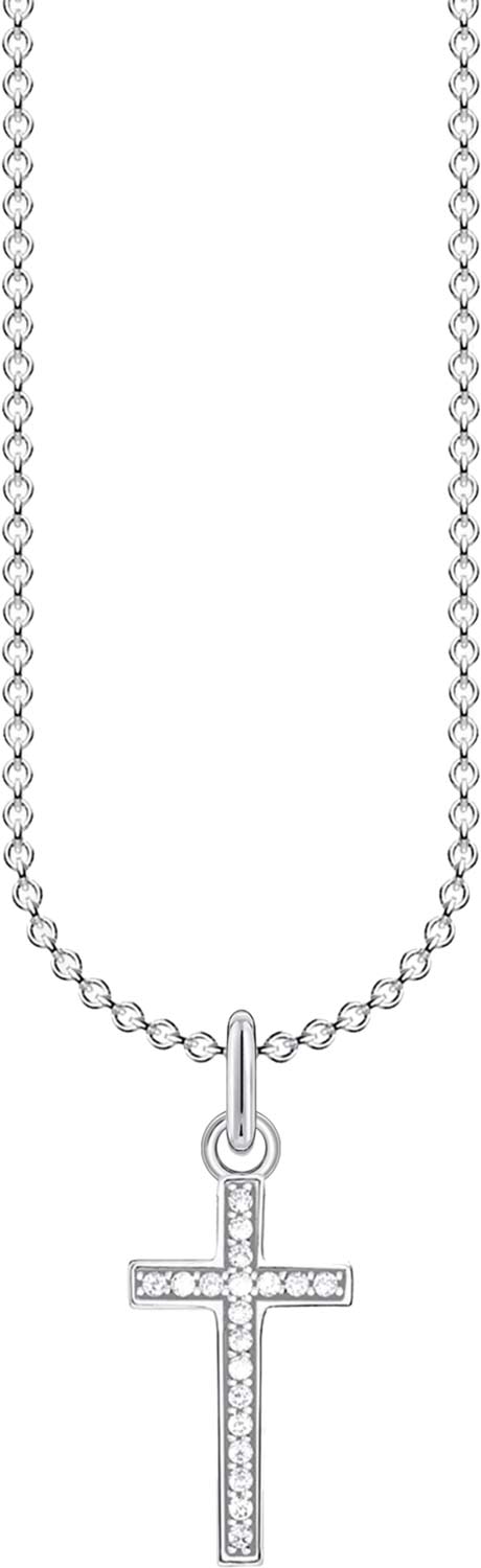 Серебряный декоративный крестик на цепочке Thomas Sabo KE2043-051-14 с фианитами