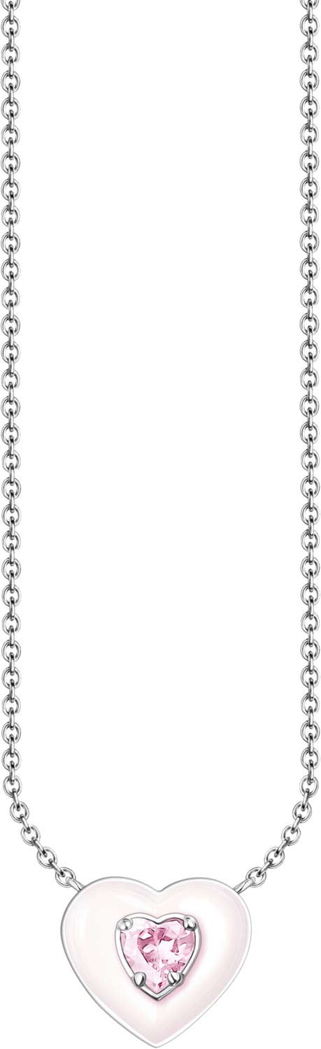 Серебряная подвеска на цепочке ''Сердце'' Thomas Sabo KE2184-041-9 с эмалью, фианитом