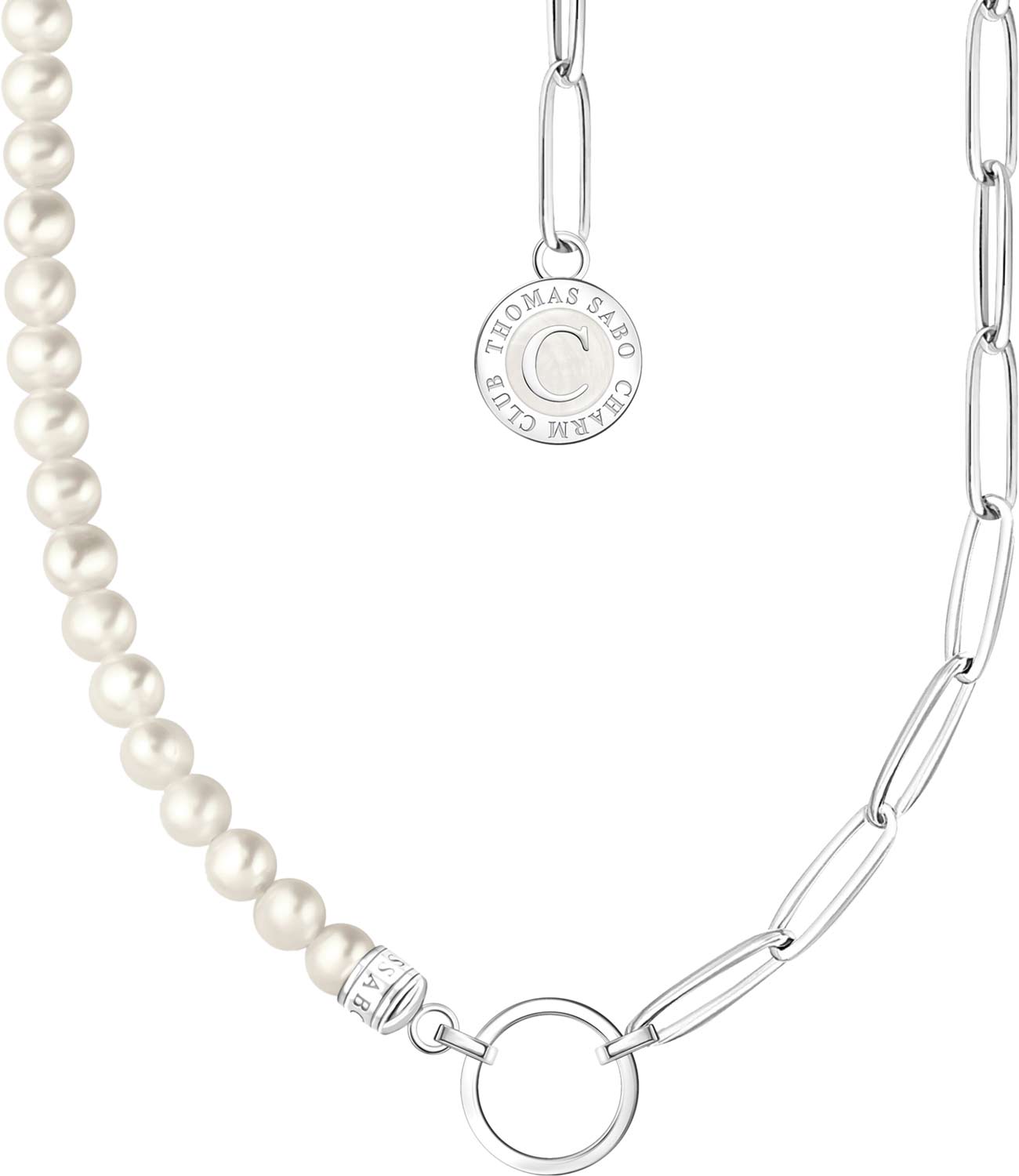 Серебряное колье цепь Thomas Sabo KE2189-158-14 с эмалью, жемчугом