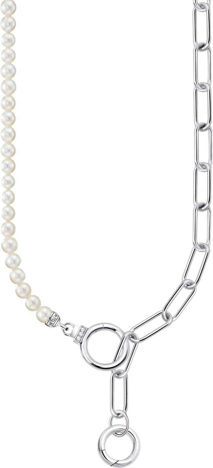Серебряное колье цепь Thomas Sabo KE2193-167-14 с жемчугом, фианитами