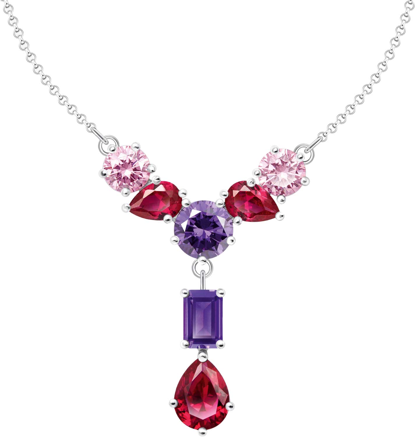 Серебряная подвеска на цепочке Thomas Sabo KE2195-477-7 с искусственным рубином, фианитами