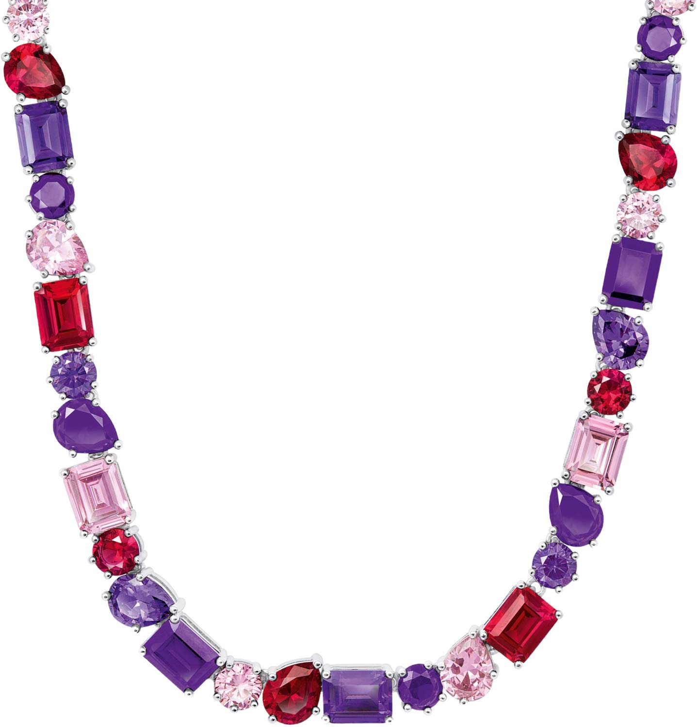 Серебряное ожерелье Thomas Sabo KE2196-477-7 с искусственным рубином, фианитами