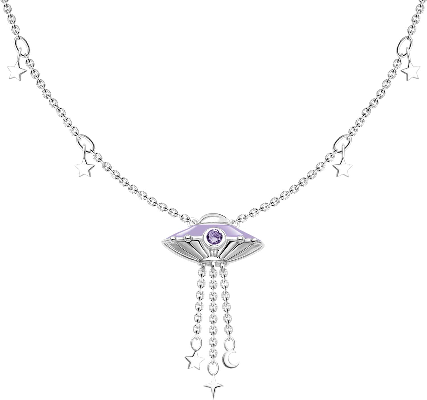 Серебряная подвеска на цепочке ''НЛО'' Thomas Sabo KE2197-041-21 с эмалью, фианитами