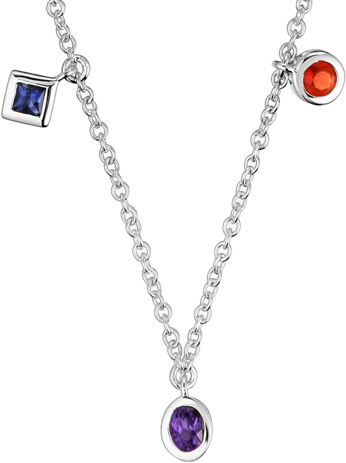 Серебряное колье TOUS Basic Colors 1004098100 с аметистом, иолитом, сердоликом, культивированным жемчугом