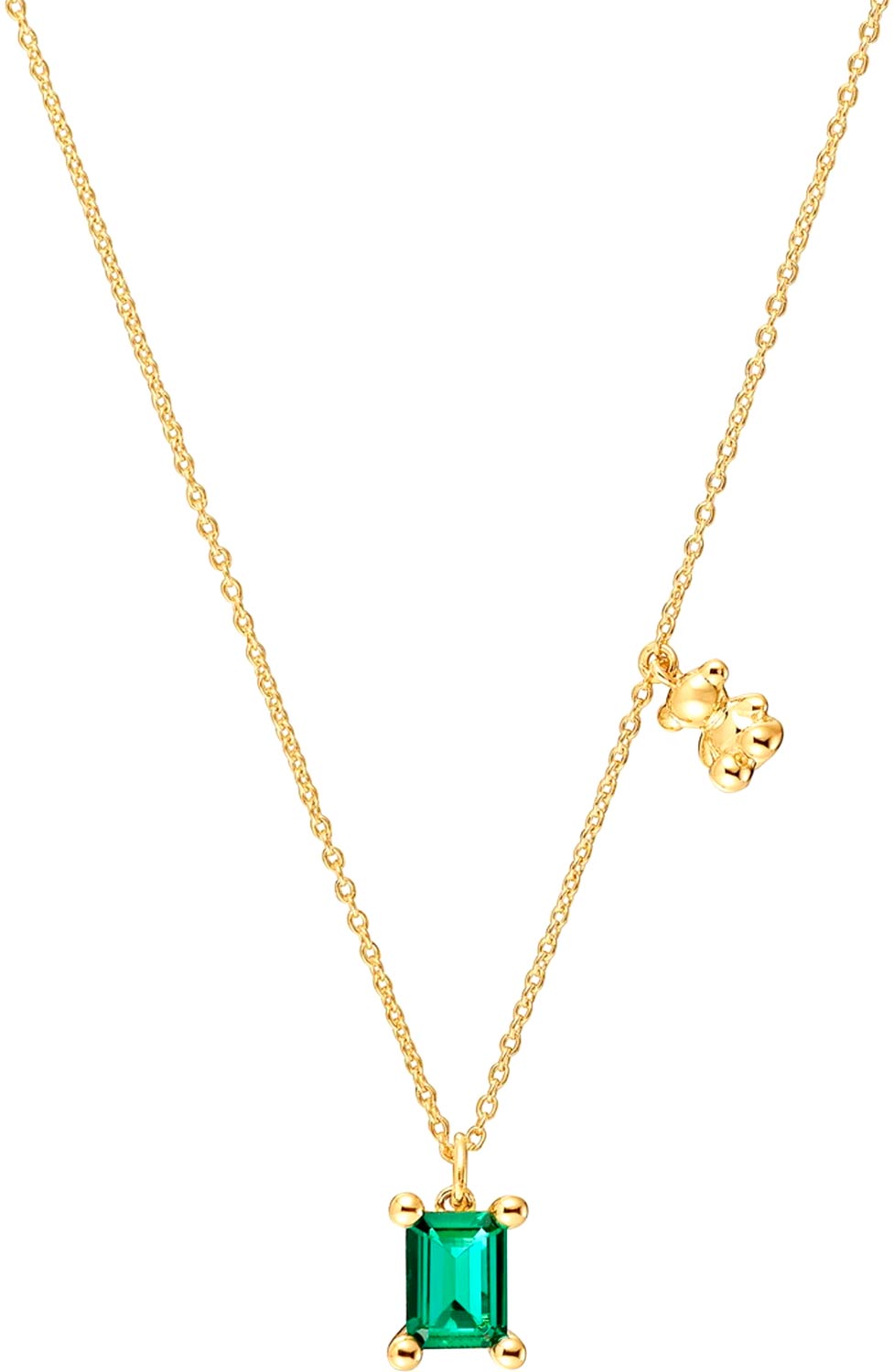 Колье из вермеля TOUS Bold Bear 1004338500 с искусственным изумрудом