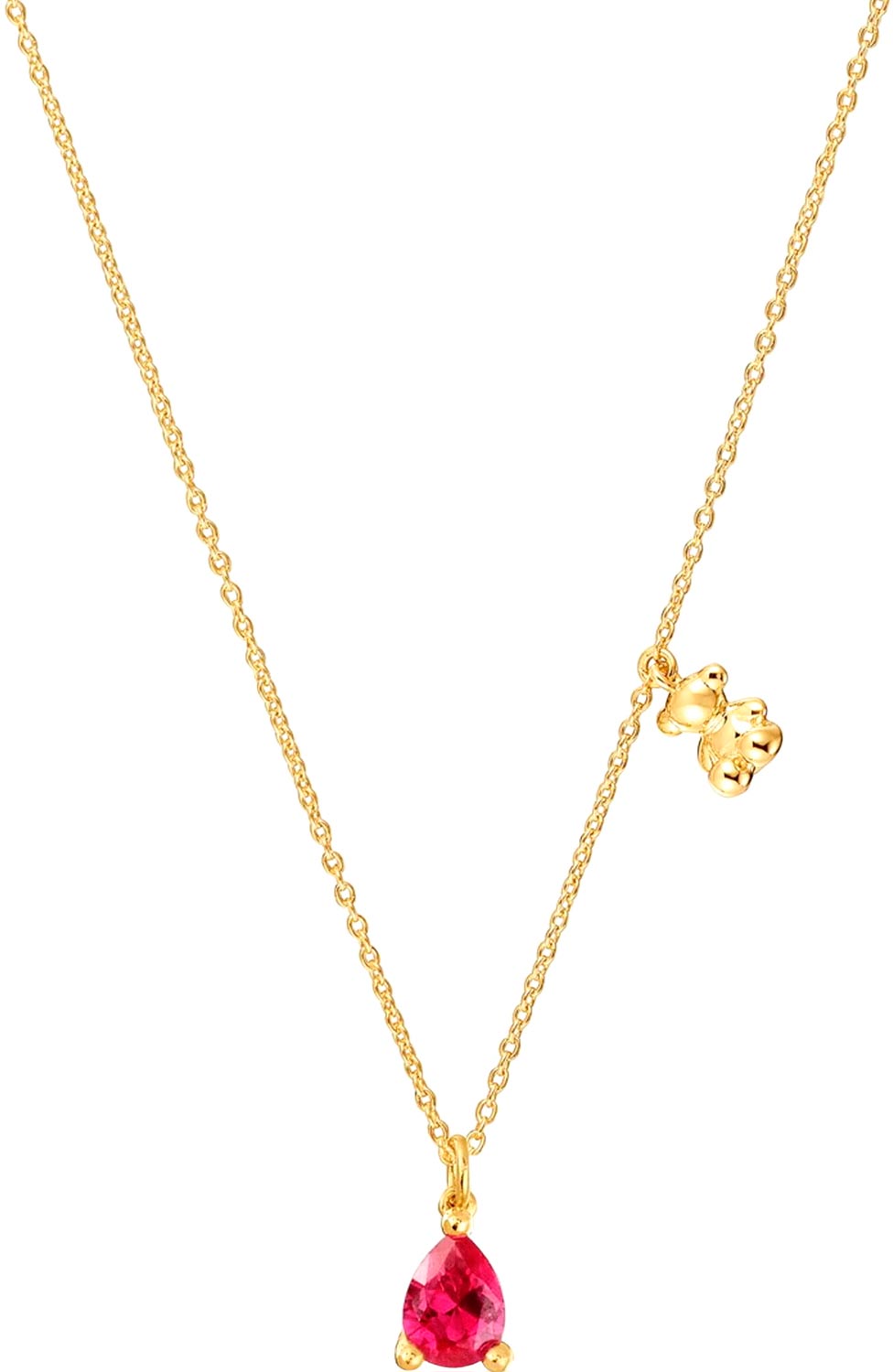Колье из вермеля TOUS Bold Bear 1004338600 с искусственным рубином