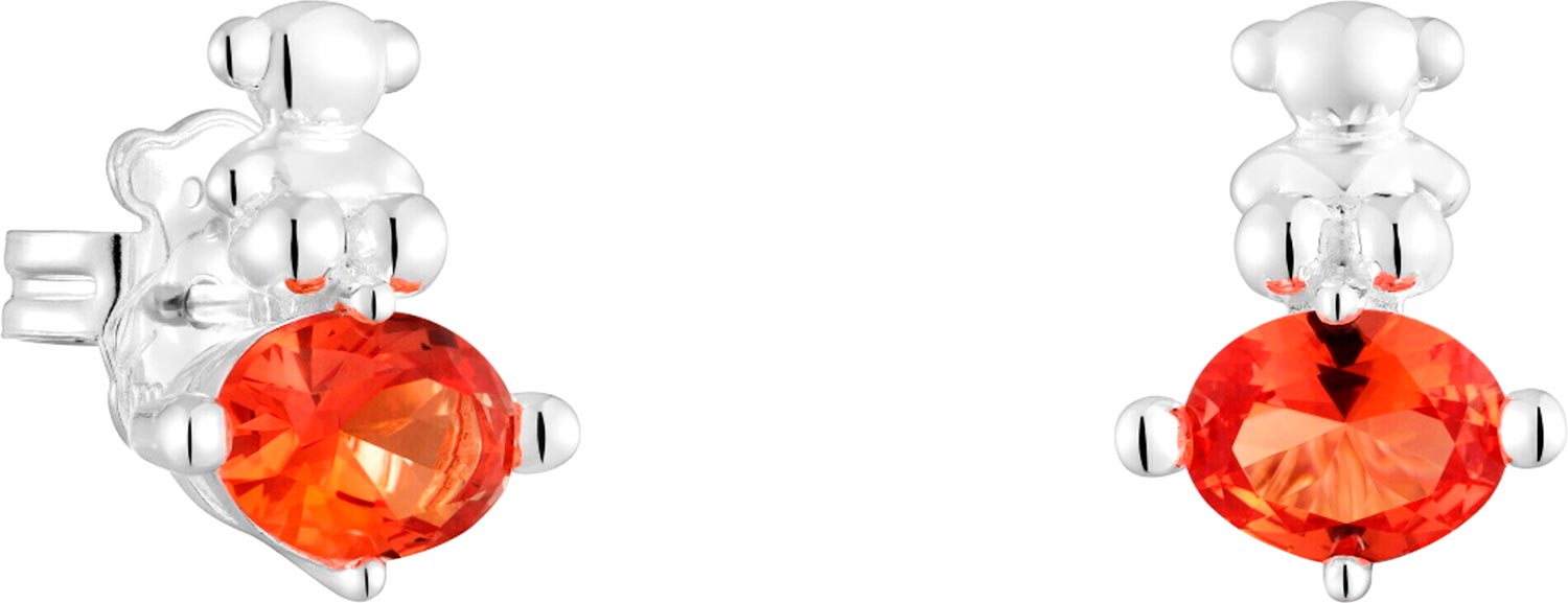 Серебряные серьги пусеты-гвоздики TOUS Bold Bear 1004339800 с искусственным сапфиром