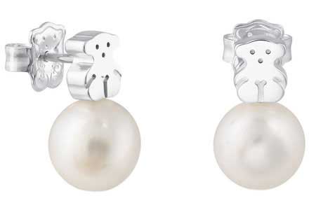 Серебряные серьги-пусеты TOUS 214833510-ucenka c жемчугом