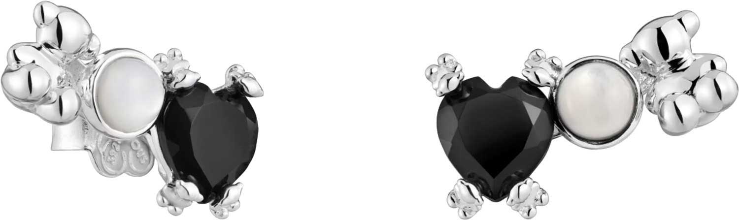 Серебряные серьги-пусеты TOUS 311963560-ucenka c ониксом, перламутром