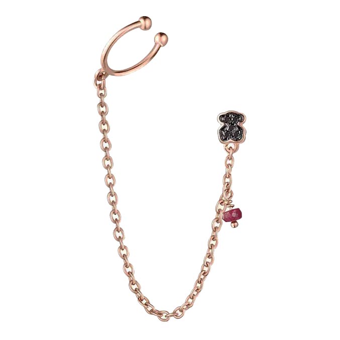 Одиночная серьга с подвеской из серебра (вермель) TOUS Motif 914933500 c рубином, шпинелью