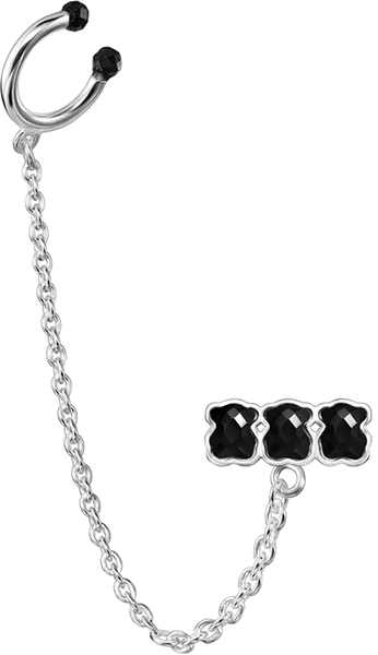Серьги-каффы из серебра TOUS Mini Onix 918453520 c ониксом