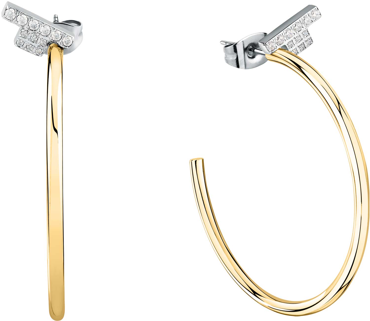 Стальные серьги полукольца Trussardi TJAXC31 с кристаллами