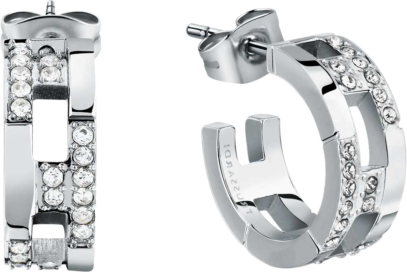 Стальные серьги полукольца Trussardi TJAXC70 с кристаллами