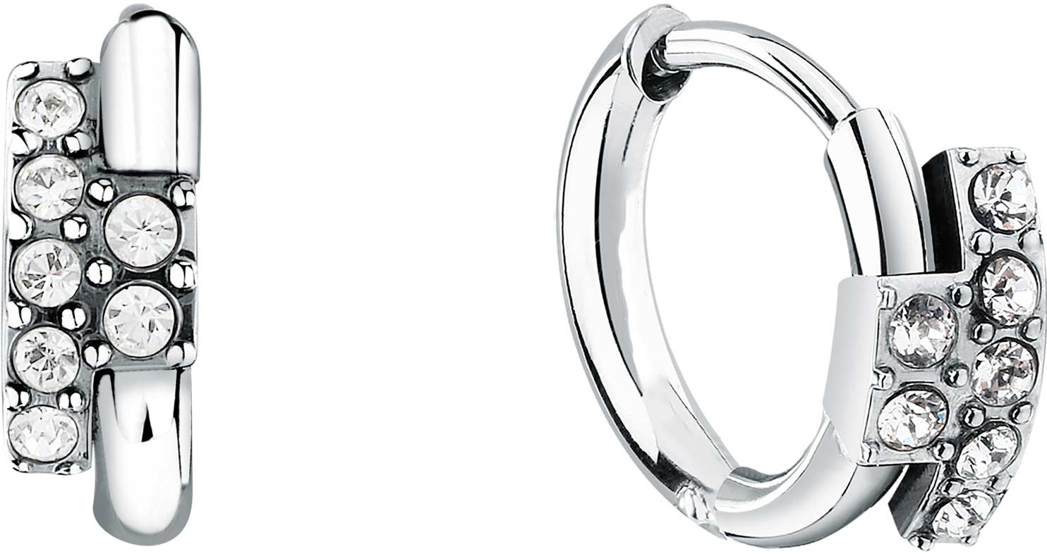 Стальные серьги хаггисы Trussardi TJAXC88 с кристаллами