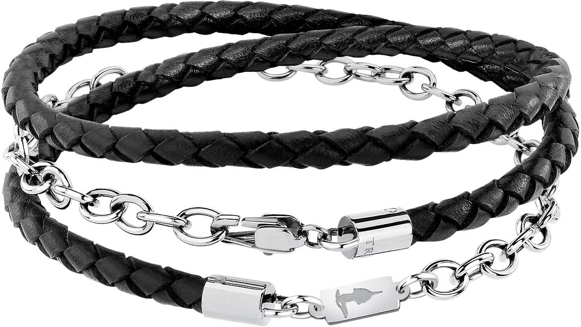Мужской кожаный плетеный браслет Trussardi TJAXZ17