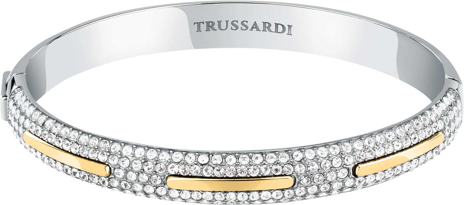 Стальной жесткий браслет Trussardi TJAYY04 с кристаллами