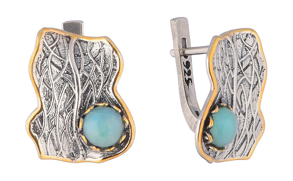 Серебряные серьги Верона Err0121z14 с ларимаром