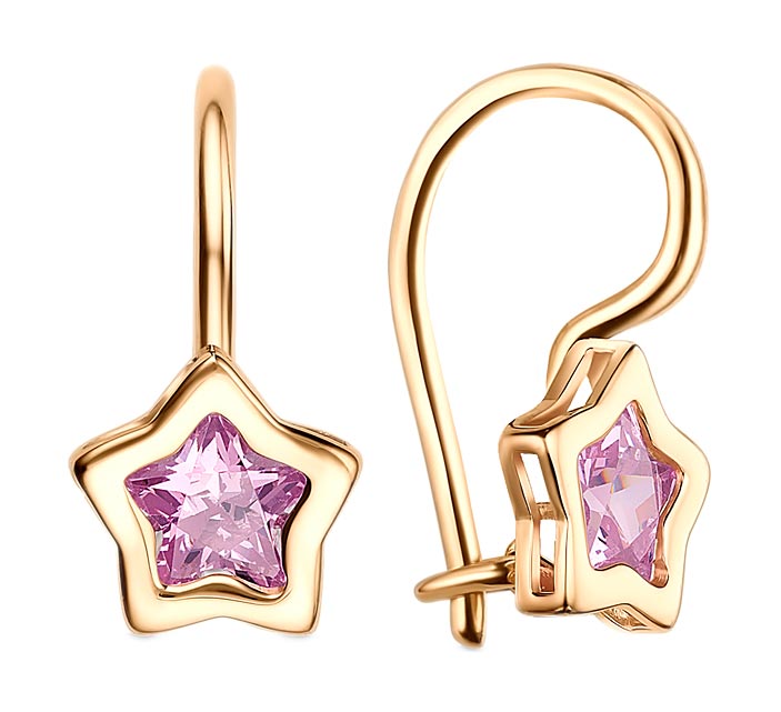 Детские золотые серьги Veronika S130-1137ROZ с фианитами