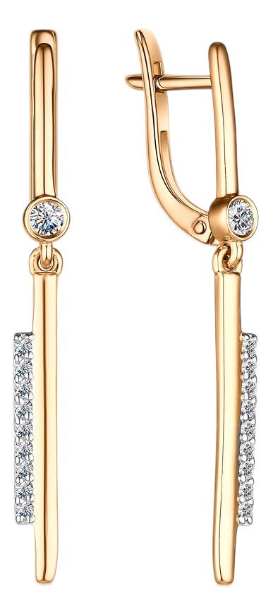 Золотые серьги с подвесками Veronika S132-1273 с фианитами
