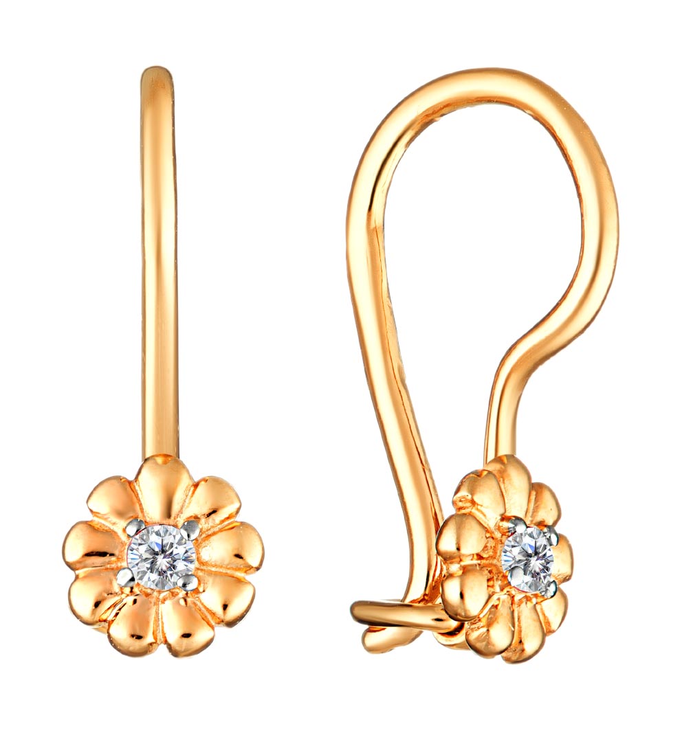 Детские золотые серьги Veronika S132-1909 с фианитами