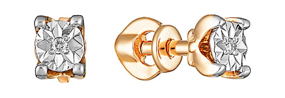 Золотые серьги пусеты-гвоздики Veronika S133-1811 с фианитами