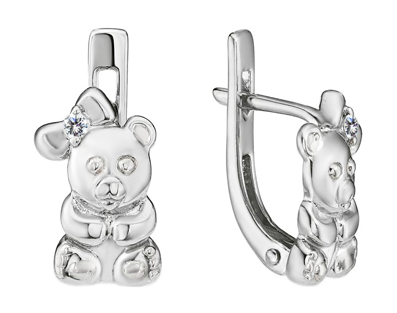 Детские серебряные серьги ''Мишки'' Veronika S630-703 с фианитами