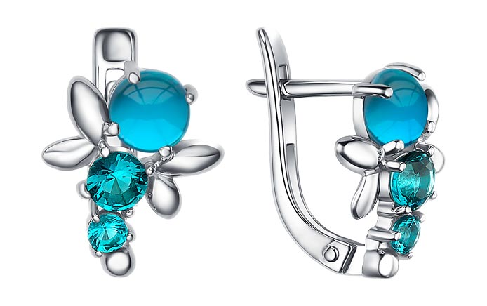 Серебряные серьги Veronika S630-870M2 с фианитами, ювелирным стеклом