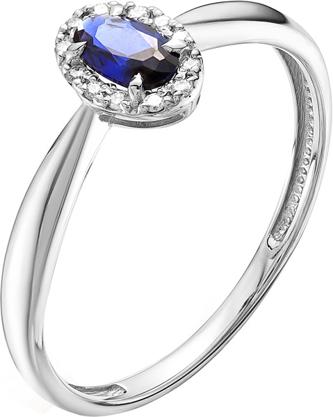 Кольцо из белого золота Vesna jewelry 1022-251-16-00 с бриллиантами, сапфиром