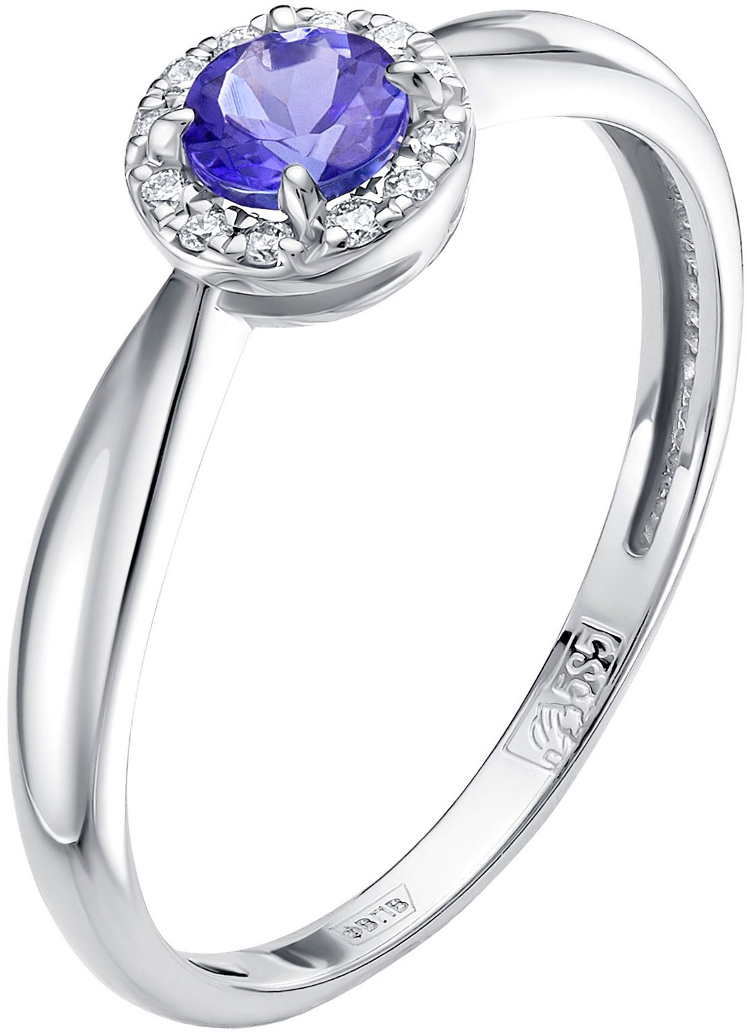 Кольцо из белого золота Vesna jewelry 1025-251-140-00 с танзанитом, бриллиантами