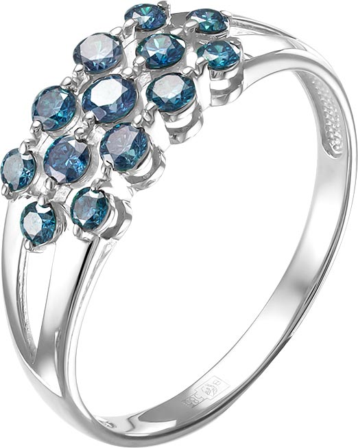 Кольцо из белого золота Vesna jewelry 11149-251-216-00 с голубыми бриллиантами