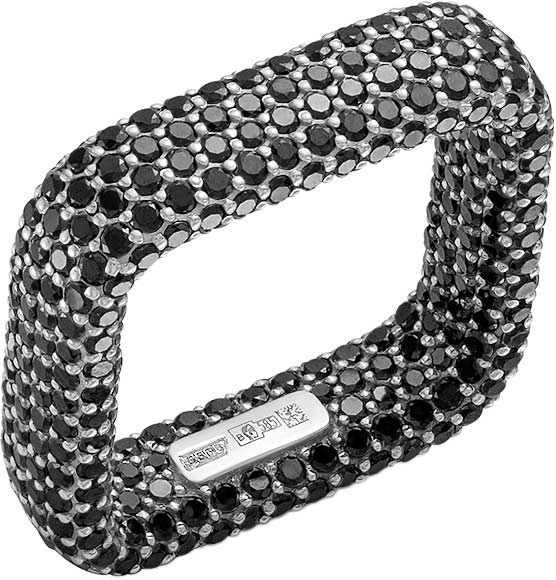 Кольцо из белого золота Vesna jewelry 12734-251-02-00 с черными бриллиантами