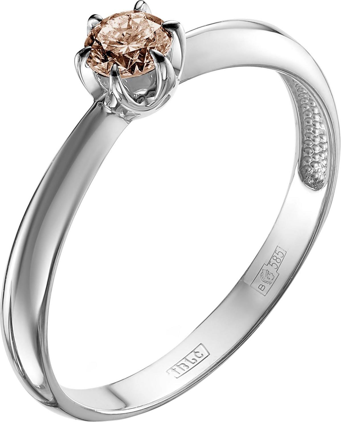 Помолвочное кольцо из белого золота Vesna jewelry 1278-256-09-00 с коньячным бриллиантом