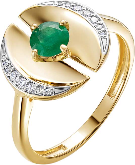 Золотое кольцо Vesna jewelry 12849-351-04-00 c бриллиантом, изумрудом