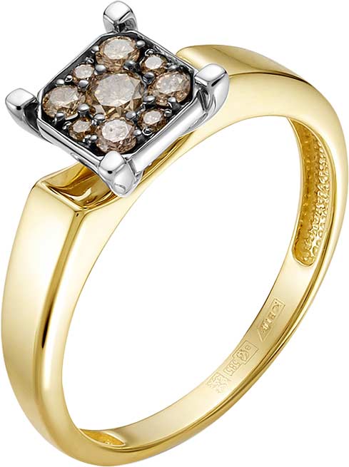 Золотое кольцо Vesna jewelry 13156-356-09-00 с коньячными бриллиантами