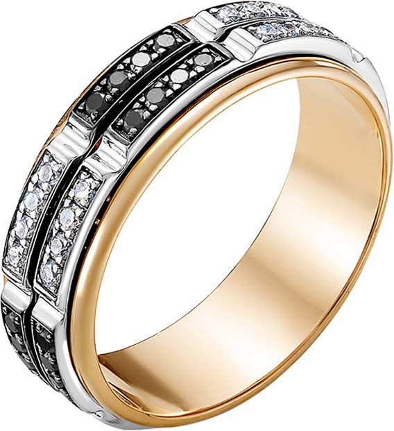 Золотое кольцо Vesna jewelry 13191-156-142-00 с бриллиантами, черными бриллиантами
