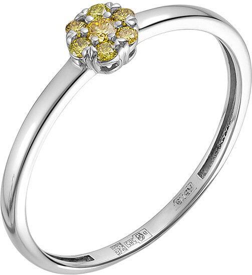 Кольцо из белого золота Vesna jewelry 13340-251-227-00 с желтыми бриллиантами