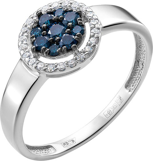 Кольцо из белого золота Vesna jewelry 13343-256-261-00 с бриллиантами, голубыми бриллиантами