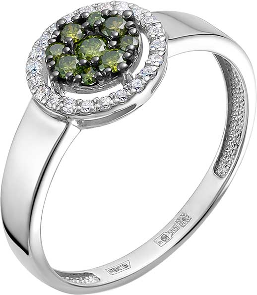Кольцо из белого золота Vesna jewelry 13343-256-375-00 с зелеными бриллиантами, бриллиантами